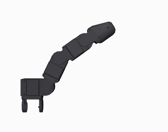 Black joint state stays fixed as the gray command finger opens outward, with a dark red direction arrow